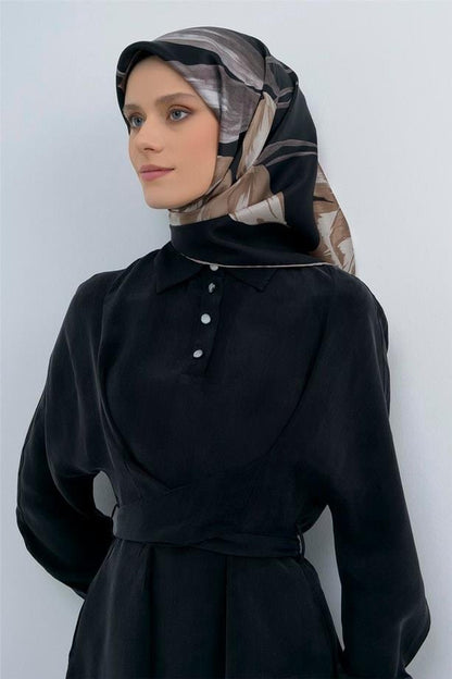 Armine İpek Eşarp 2026 Yaz - 9506-06 Siyah Vizon Twill