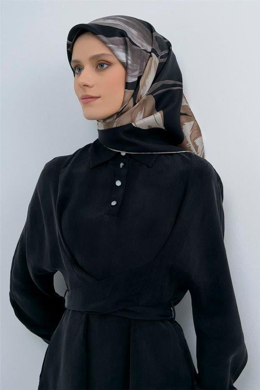 Armine İpek Eşarp 2026 Yaz - 9506-06 Siyah Vizon Twill
