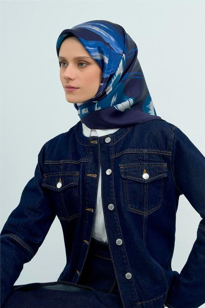 Armine İpek Eşarp 2026 Yaz - 9506-32 Lacivert Mavi Sura