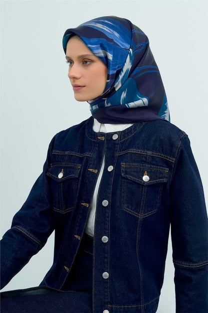 Armine İpek Eşarp 2026 Yaz - 9506-32 Lacivert Twill