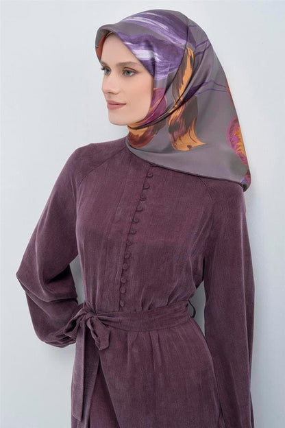 Armine İpek Eşarp 2026 Yaz - 9506-56 Füme Mor Twill
