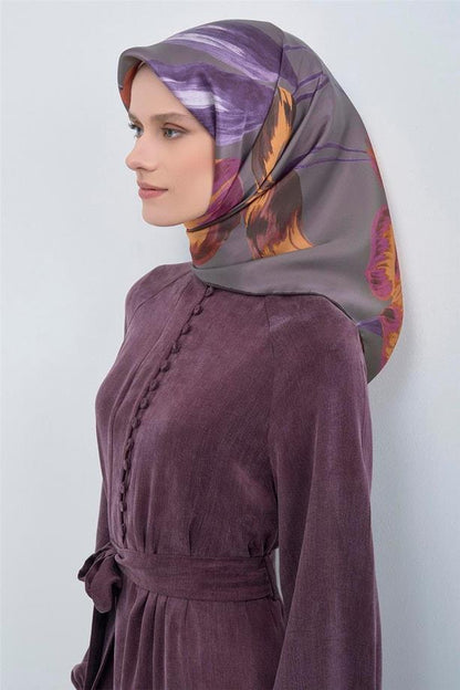 Armine İpek Eşarp 2026 Yaz - 9506-56 Füme Mor Twill
