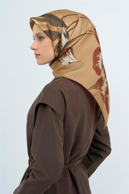 Armine İpek Eşarp 2026 Yaz - 9506-82 Camel Kahve Twill