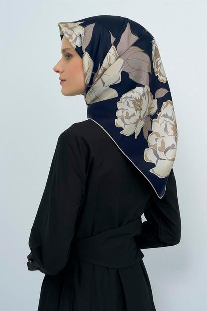 Armine İpek Eşarp 2026 Yaz - 9509-10 Lacivert Taş Sura