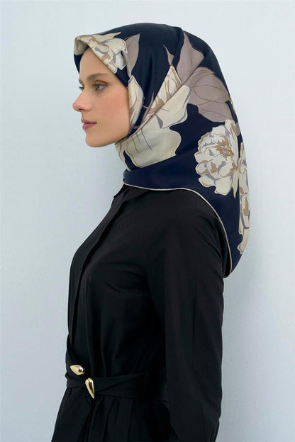Armine İpek Eşarp 2026 Yaz - 9509-10 Lacivert Taş Sura