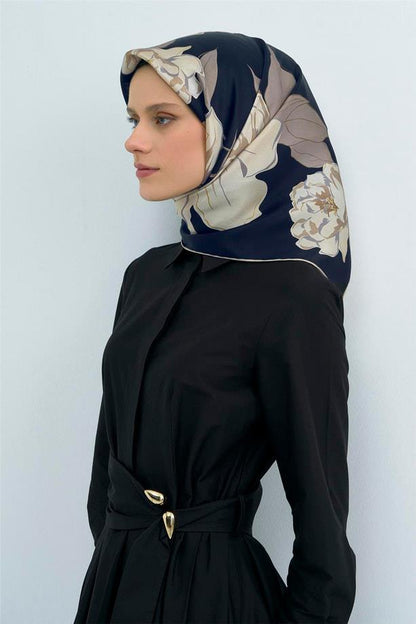 Armine İpek Eşarp 2026 Yaz - 9509-10 Lacivert Twill