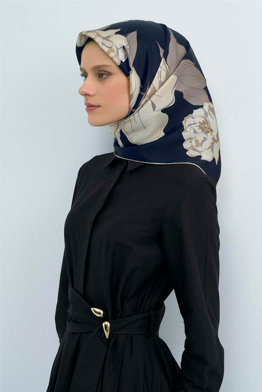 Armine İpek Eşarp 2026 Yaz - 9509-10 Lacivert Twill
