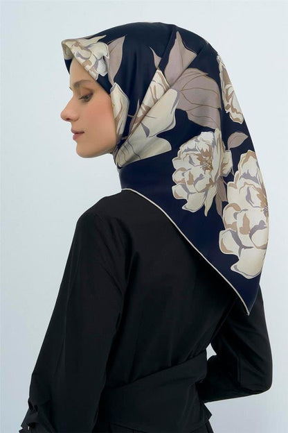 Armine İpek Eşarp 2026 Yaz - 9509-10 Lacivert Taş Sura