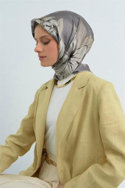 Armine İpek Eşarp 2026 Yaz - 9509-51 Gri Taş Sura