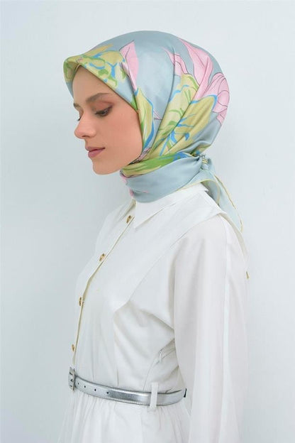 Armine İpek Eşarp 2026 Yaz - 9509-80 Buz Mavi Twill