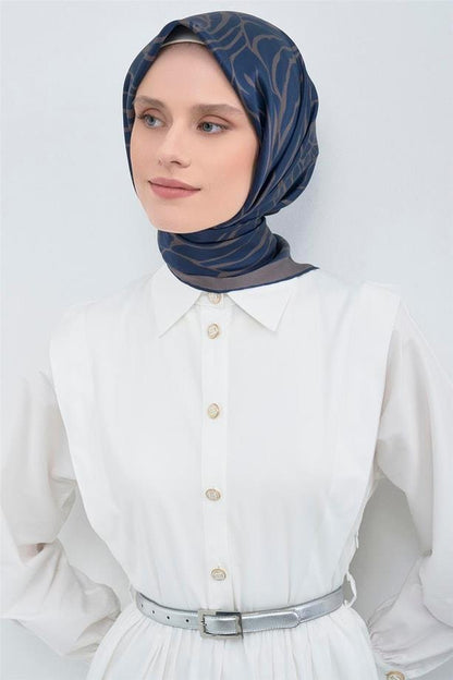 Armine İpek Eşarp 2026 Yaz - 9511-12 Lacivert Füme Twill