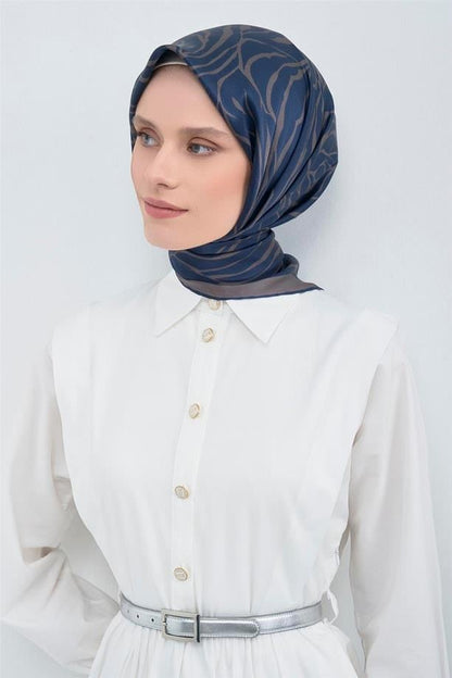 Armine İpek Eşarp 2026 Yaz - 9511-12 Lacivert Füme Twill