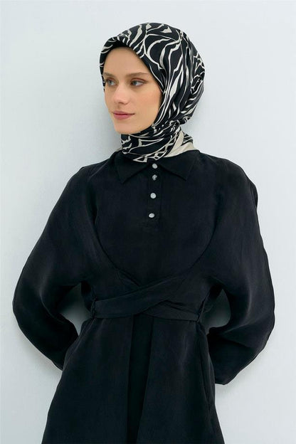 Armine İpek Eşarp 2026 Yaz - 9511-14 Siyah Sura