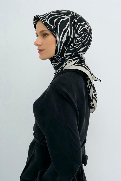 Armine İpek Eşarp 2026 Yaz - 9511-14 Siyah Sura