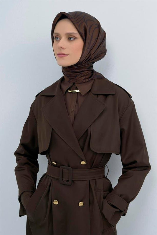 Armine İpek Eşarp 2026 Yaz - 9511-80 Acı Kahve Sura