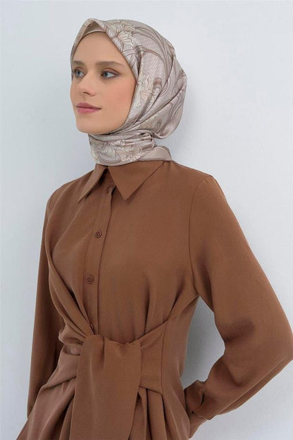 Armine İpek Eşarp 2026 Yaz - 9512-01 Bej Krem Sura
