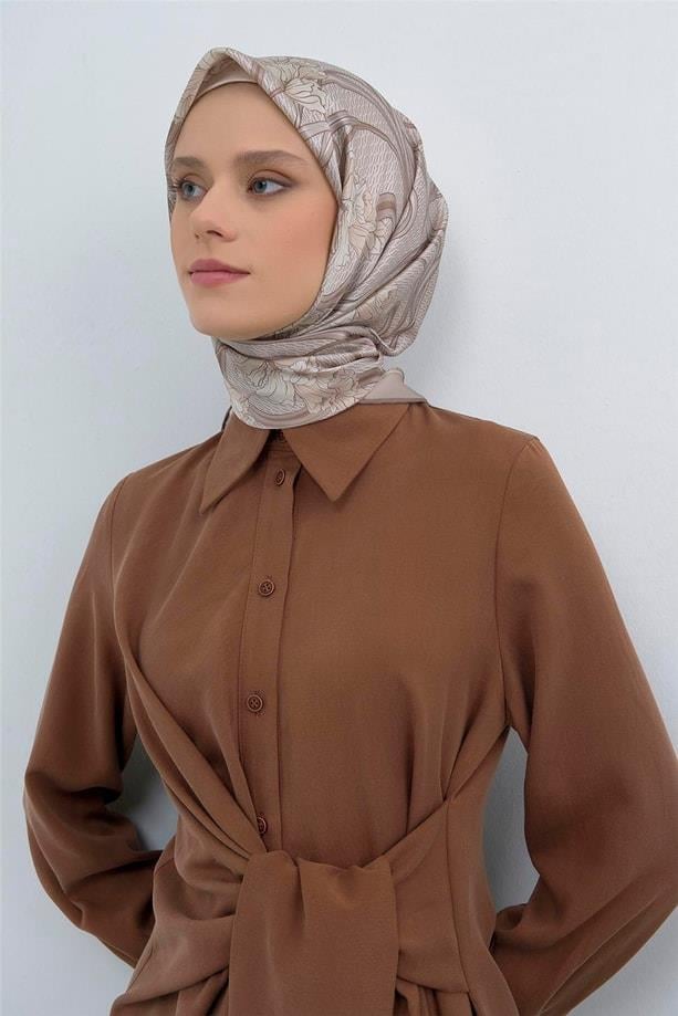 Armine İpek Eşarp 2026 Yaz - 9512-01 Bej Krem Sura