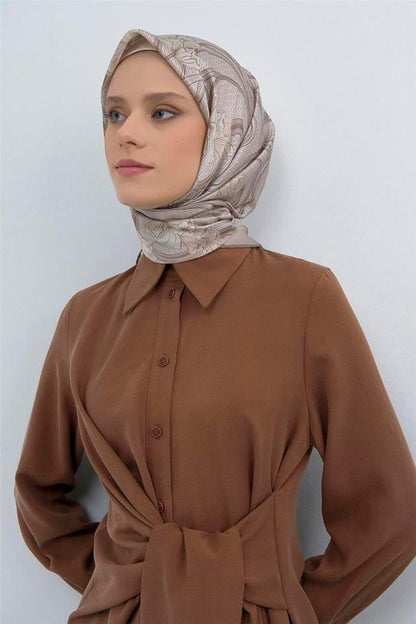 Armine İpek Eşarp 2026 Yaz - 9512-01 Bej Krem Sura