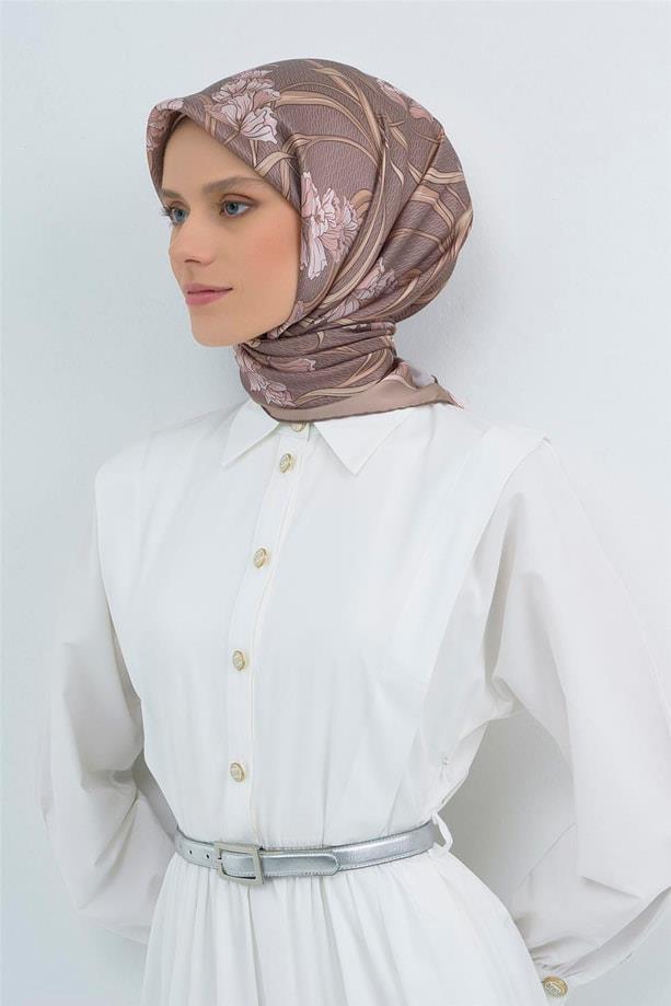 Armine İpek Eşarp 2026 Yaz - 9512-06 Sütlü Kahve Twill