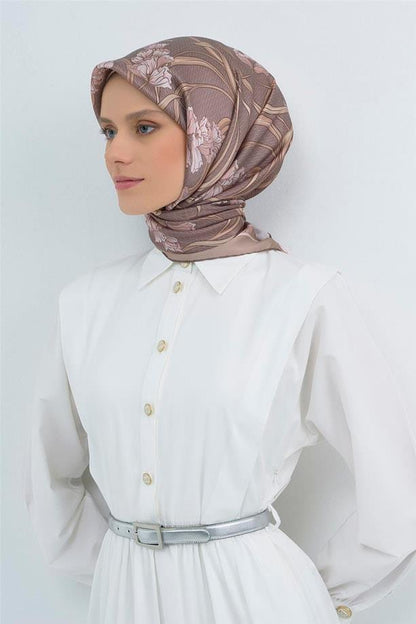 Armine İpek Eşarp 2026 Yaz - 9512-06 Sütlü Kahve Twill