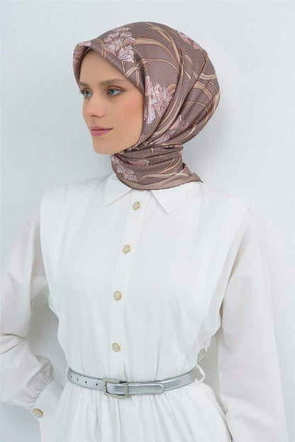 Armine İpek Eşarp 2026 Yaz - 9512-06 Sütlü Kahve Twill