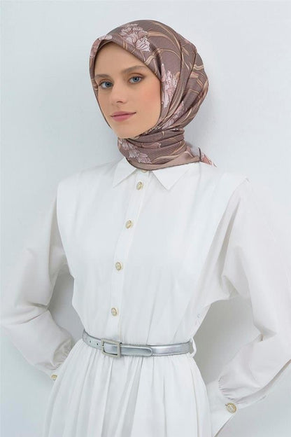 Armine İpek Eşarp 2026 Yaz - 9512-06 Sütlü Kahve Twill