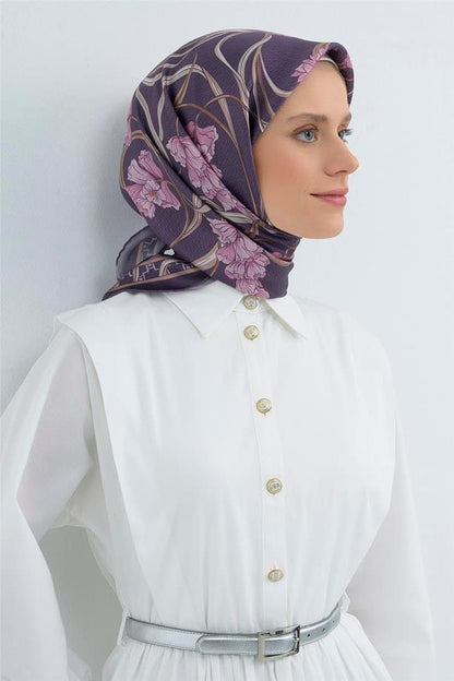 Armine İpek Eşarp 2026 Yaz - 9512-07 Koyu Mor Sura