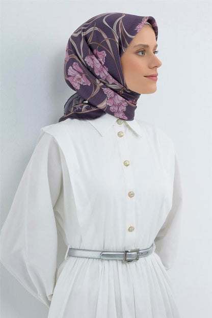 Armine İpek Eşarp 2026 Yaz - 9512-07 Koyu Mor Sura