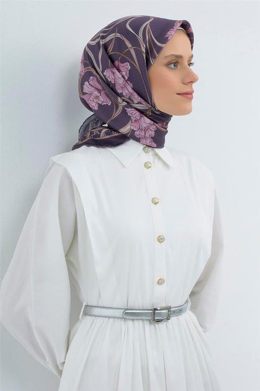 Armine İpek Eşarp 2026 Yaz - 9512-07 Koyu Mor Sura