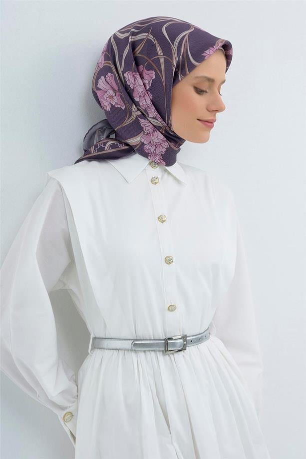 Armine İpek Eşarp 2026 Yaz - 9512-07 Mor Twill