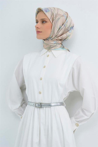 Armine İpek Eşarp 2026 Yaz - 9512-31 Soft Pembe Mavi Twill
