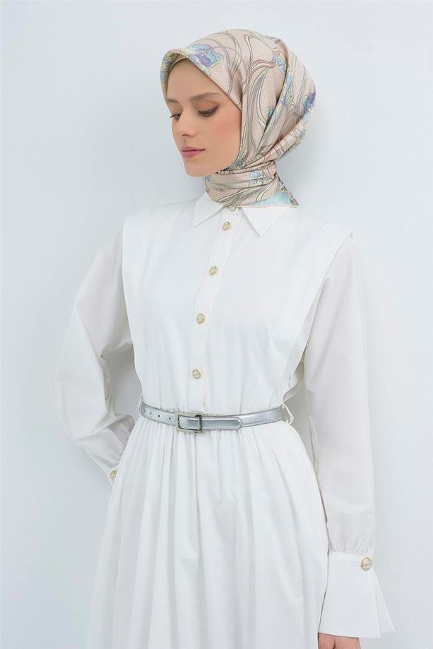 Armine İpek Eşarp 2026 Yaz - 9512-31 Soft Pembe Mavi Twill