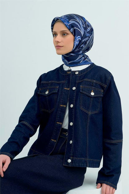 Armine İpek Eşarp 2026 Yaz - 9512-35 Lacivert Twill