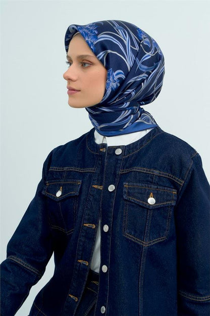 Armine İpek Eşarp 2026 Yaz - 9512-35 Lacivert Twill