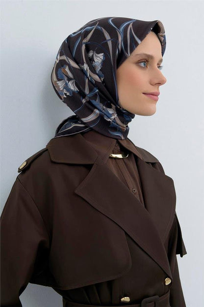 Armine İpek Eşarp 2026 Yaz - 9512-37 Koyu Kahve Twill