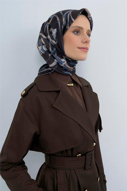 Armine İpek Eşarp 2026 Yaz - 9512-37 Koyu Kahve Twill