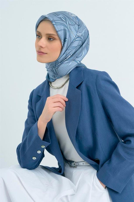 Armine İpek Eşarp 2026 Yaz - 9512-85 Mavi Twill
