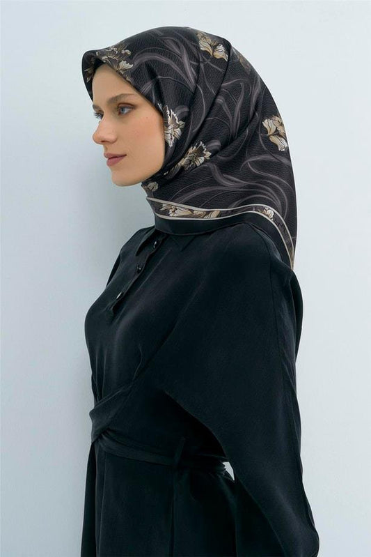 Armine İpek Eşarp 2026 Yaz - 9512-86 Siyah Twill