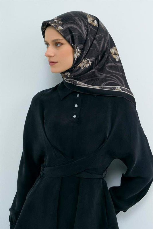 Armine İpek Eşarp 2026 Yaz - 9512-86 Siyah Twill