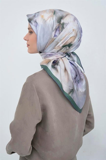 Armine İpek Eşarp 2026 Yaz - 9515-01 Gümüş Yeşil Twill