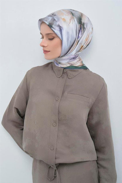 Armine İpek Eşarp 2026 Yaz - 9515-01 Gümüş Yeşil Twill