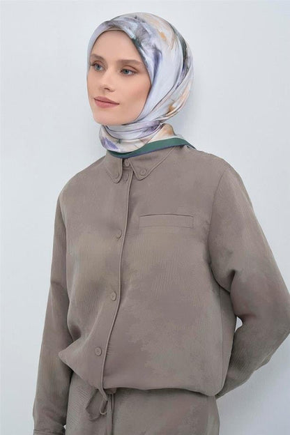 Armine İpek Eşarp 2026 Yaz - 9515-01 Gümüş Yeşil Twill
