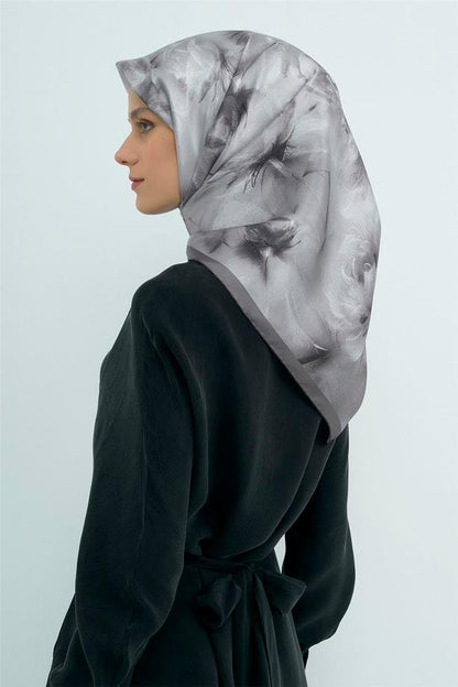 Armine İpek Eşarp 2026 Yaz - 9515-86 Gümüş Twill