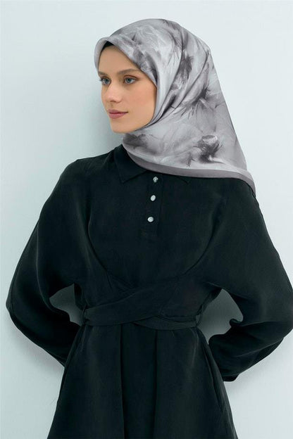Armine İpek Eşarp 2026 Yaz - 9515-86 Gümüş Twill