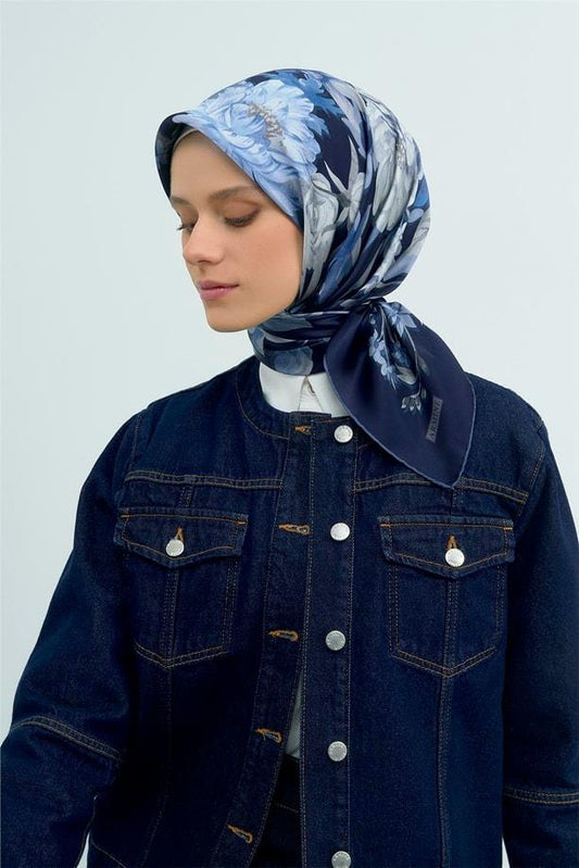 Armine İpek Eşarp 2026 Yaz - 9516-06 Lacivert Twill