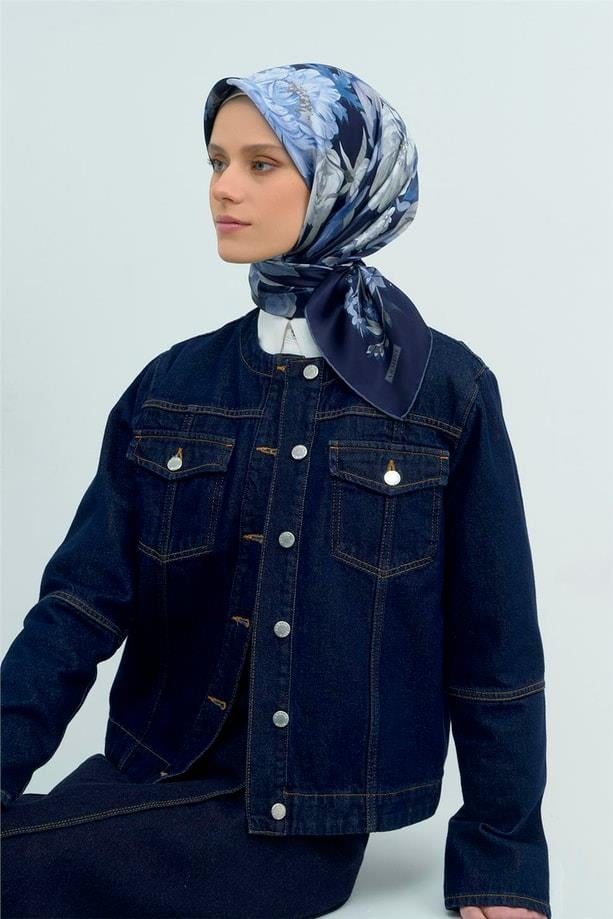Armine İpek Eşarp 2026 Yaz - 9516-06 Lacivert Twill