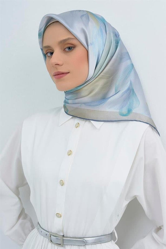 Armine İpek Eşarp 2026 Yaz - 9519-03 Bebe Mavisi Sura