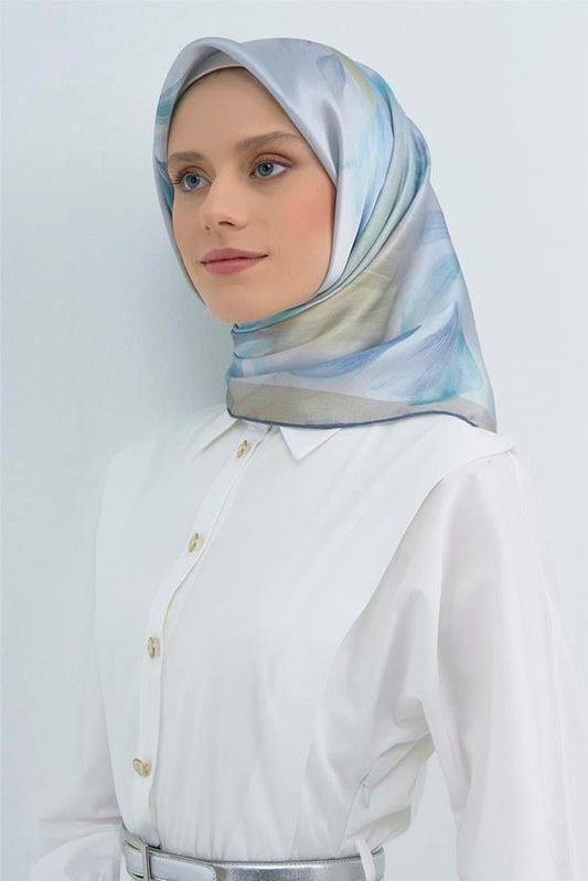 Armine İpek Eşarp 2026 Yaz - 9519-03 Bebe Mavisi Sura