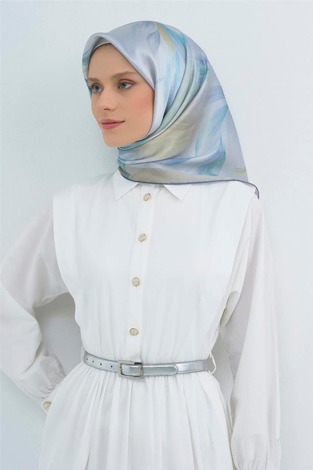 Armine İpek Eşarp 2026 Yaz - 9519-03 Bebe Mavisi Sura