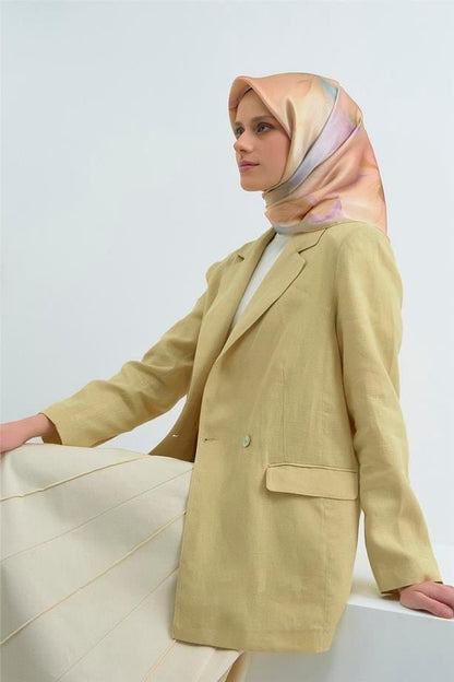 Armine İpek Eşarp 2026 Yaz - 9519-83 Soft Pembe Mavi Twill